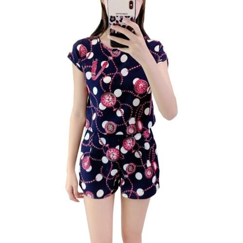 Summer clothes for women 2 piece set printing Womens sports suit short pants and top set Chiffon Youth clothing for women K4559