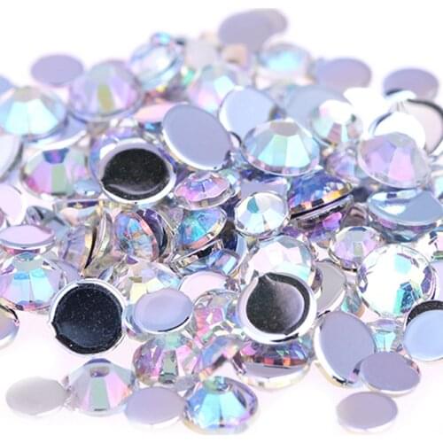 1.5mm-6mm AB Color Round Flatback Acrylic Rhinestones Face Gems Shoes Clothing Decorations Sparkling Jewelry & Accessories Beads