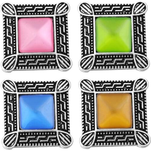 10pcs/lot 2018 Newest Square Snap Button Cats Eye Stone Snaps Jewelry Fit 18mm Snap Bracelets Bangles for Women