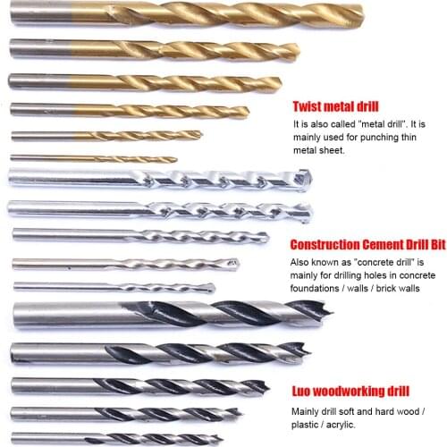 16pcs/Set Multi-function Drill Bit Set Mixed Drill Bit Twist Drill Bit & Masonry & Woodworking Drill Bit 2-10mm Drill Set Tool
