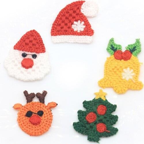 30pcs/lot 3cm crochet knitted christmas Appliques for DIY Gloves Clothes Sewing Headwear Decor Patches