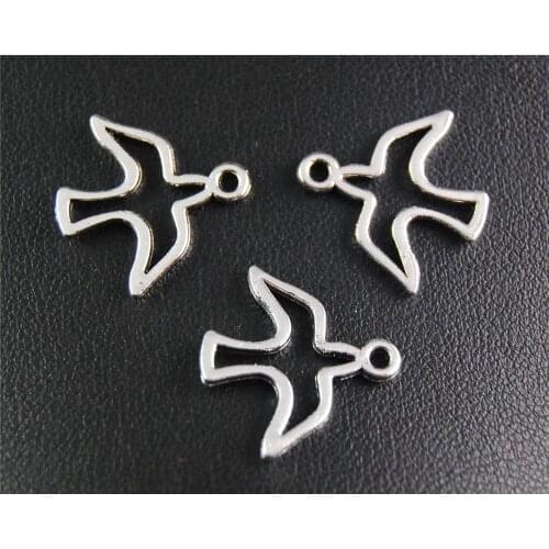 30pcs Silver Color Pigeon Charm Fit Bracelets Necklance DIY Metal Jewelry Making 18x19mm A2088