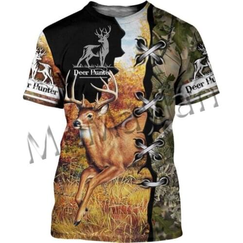 3D Print Fashion Animal Deer Hunter Colorful Men/Women Leisure O-Neck T-shirts Hip Hop / Beach Shorts / Tanks / Over sized S-95