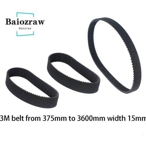 3D Printer HTD 3M Closed Loop Rubber Timing Belt 375 384 417 450 501 510 600 603 639 708 801 900 1002mm Width 15mm HTD 3M