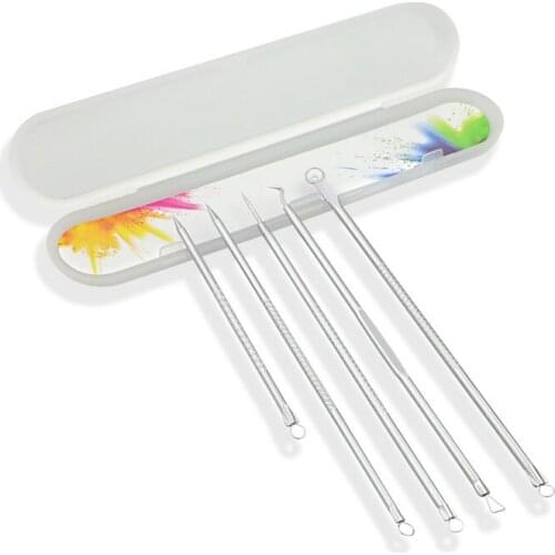 5pcs Professional Blackhead Removal Set Acne Pimple Blemish Extractor Beauty Tool Hygienic Anti Skin Inflammation Remove Needles