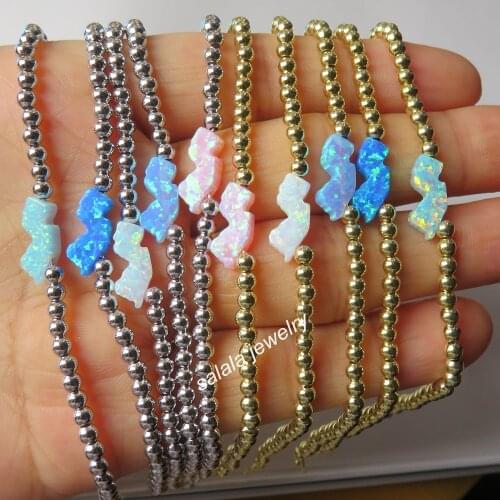50pcs/lot NJ Opal Bracelet 925 Sterling Silver Synthetic New Jersey Opal Bracelet NJ Opal Bracelet