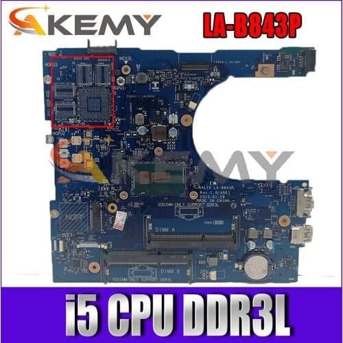 AAL10 LA-B843P Mainboard For DELL 5458 5558 5758 Laptop Motherboard With Intel i5 CPU DDR3L CN-0FRV68 0FRV68 0XCFXD 00HJC9