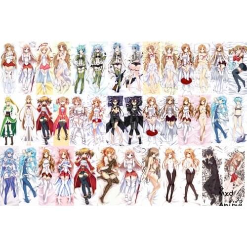Anime Sword Art Online Kirigaya Kazuto & Yuuki Asuna & Ayano Keiko & Asada Shino Waifuhugging body Dakimakura pillow cover case