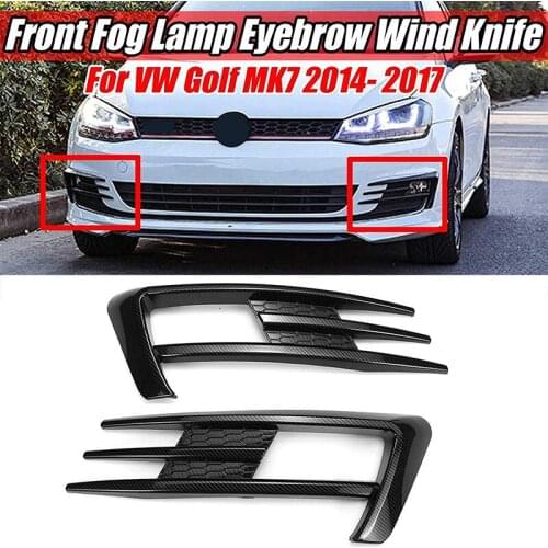 Car Front Fog Lamp Eyebrow Wind Knife Cover Carbon / Glossy Black Fog Light Eyebrow Eye Lid For VW Golf MK7 2014 2015 2016 2017