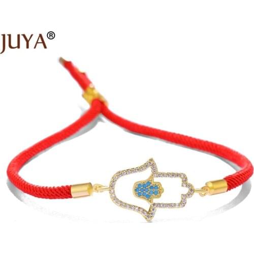 Classic Trendy Hollow Hamsa Hand Bracelets For Women Men Jewelry Black Red Rope Chain Hand of Fatima Charm Bracelets Couple Gift