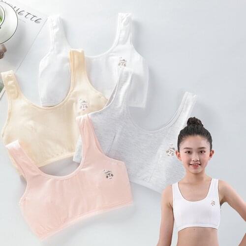 4 Pcs/Lot Girls Underwear Cotton Kids Sports Bra Cotton Seamless Vest Teens Teenage Training Bra Girl Tops Crop Brassiere 12-16Y