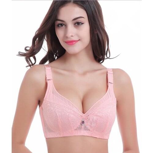 Brand New Sexy Ladies Big Size 3/4 Cup Unlined Lace Push Up Bra Deep V Bras Women Underwear Lingerie Large Cup C D Plus Size bra
