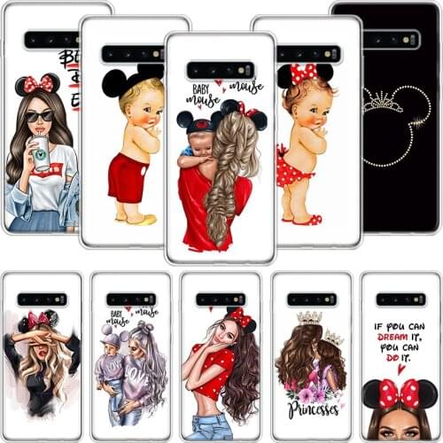 Mouse Baby Mon Girl Love Phone Case For Samsung Galaxy S10 S20 S21 S9 S8 S7 Note 10 20 9 8 FE J4 J6 Ultra Plus Lite Pro + Edge C