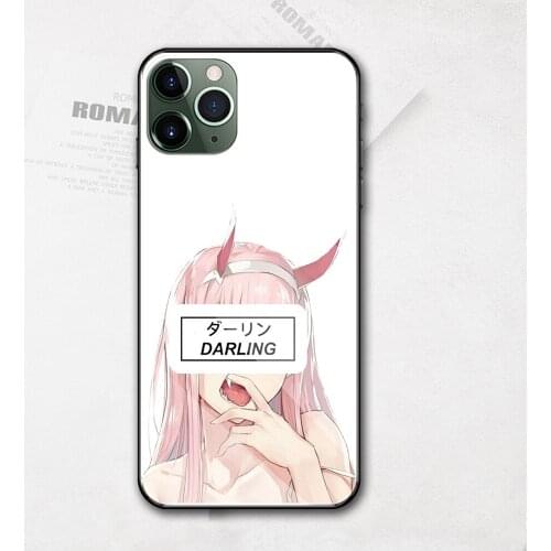 For iphone xs case tempered glass japan anime zero darling case for iphone x xr xs max 11 pro max 6 6s 7 8 plus DIY case