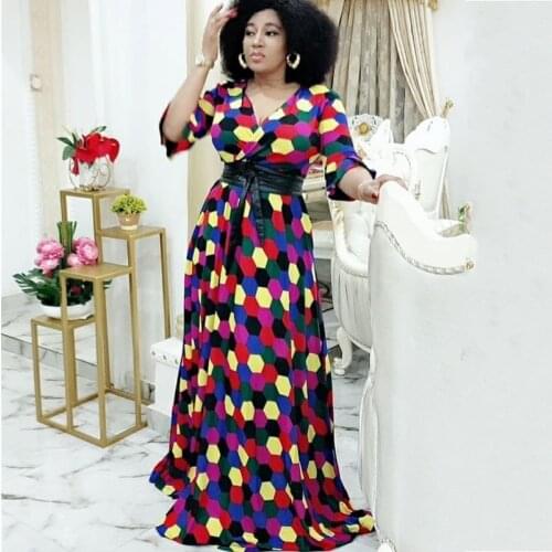 Elegant Dots African Dresses For Women 2020 Dashiki Summer Autumn Maxi Dress Ladies Traditional African Clothing Fairy Dreaes