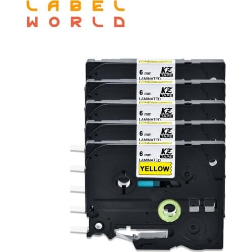 Label World TZe-611 label tape Black on Yellow tape Compatible for brother P-TOUCH label printer 6mm ribbon TAPES 5 pack