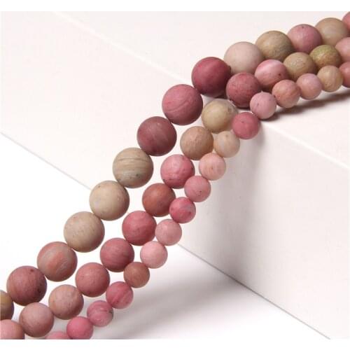 Fatina 4-12MM Round Loose Beads Natural Rhodochrosite Red Stone Beads Dull Polish Frosted Beadwork For Jewelry Making Bracelet