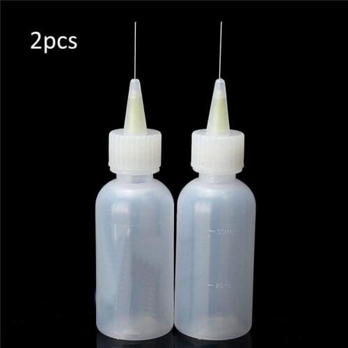 2pcs 50ml Needle Tip Soldering Liquid Flux Alochol Oil Dispenser Plastic Empty Bottle For Dispenser Rosin Solder Flux Paste