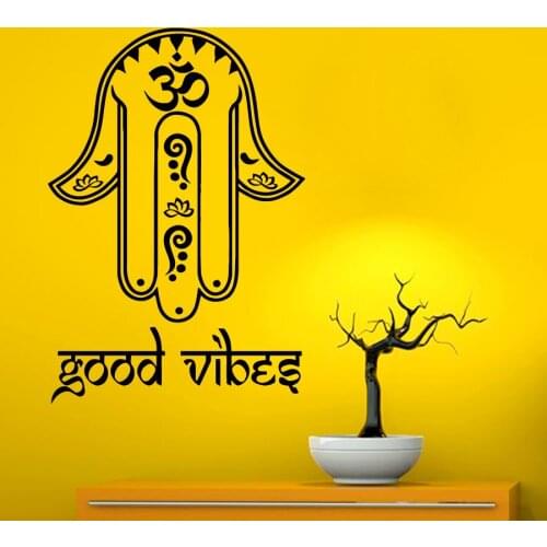 Hamsa Hand Good Vibes Home Decals Bedroom Wall Papers Living Room Poster Removable Adhesives Murals Vinyl Art Stickers S-530