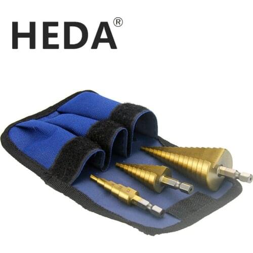HEDA hexagonal handle straight slotted step drill Alloy thin aluminum plate iron plate drilling set pagoda drill 3pcs