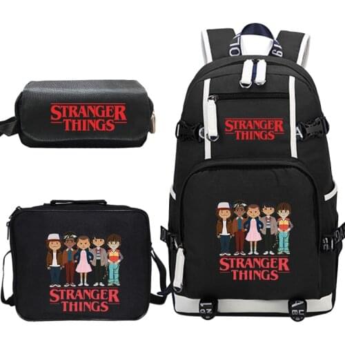 Stranger Things Canvas Backpack Set School Bags for Girls Boys College Students Travel Rucksack Teenage Laptop Travel Backpacks
