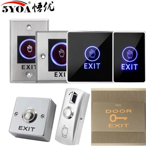 Door Exit Push Button Release Switch Opener NO COM NC LED light For Door Access Control System Entry Open Touch
