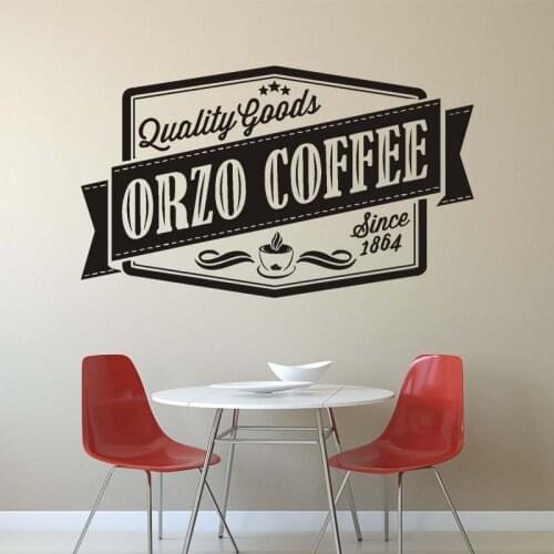 Coffee Shop Orzo Quality Goods Sign Mug Logo Cafe Decor Highest Quality Wall Cup Decal Sticker Vinyl Customized