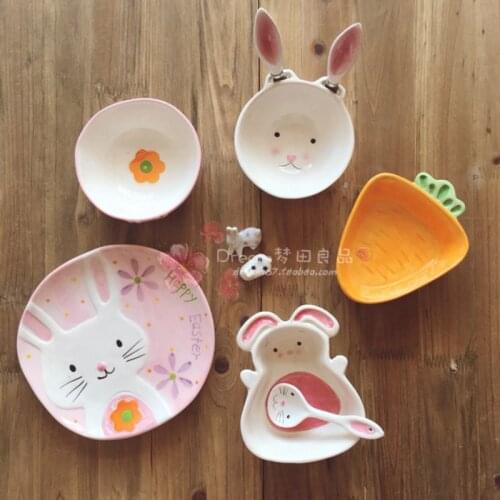 Zakka creative lovely safety ceramic rabbit plate/mug/carrot bowl