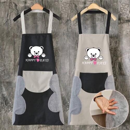 Cooking Kitchen Hand Wiping Apron Waterproof Chef Waiter Cafe Shop BBQ Home Kitchen Cooking Waist Creative Cute Bear Apron 74x69