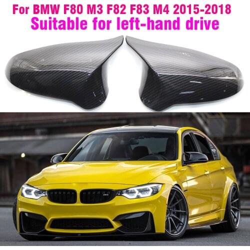 Rearview Mirror Covers For BMW F80 M3 F82 F83 M4 2015-2018 ABS Carbon Fiber Gloss Black