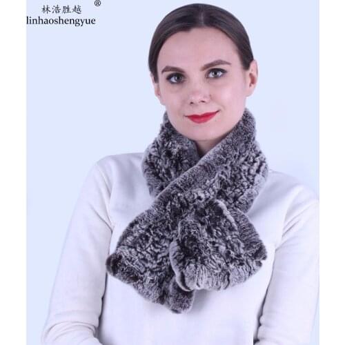 Linhaoshengyue Fashion Women Rabbit Fur Scarf Women Short Fur Scarf