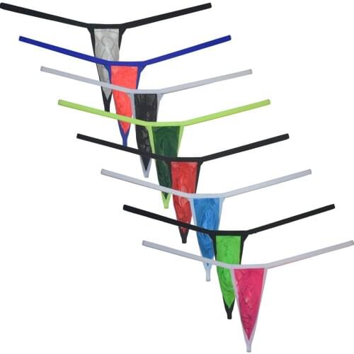 Mens Erotic Jock Strap Pouch T-Back Thong Underwear Tempting Jacquard Lace String