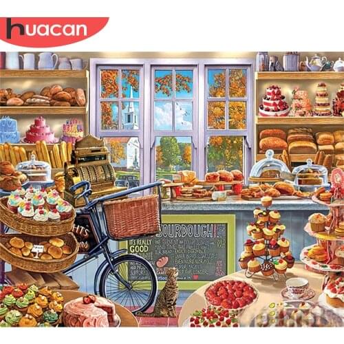 HUACAN Drawing By Numbers House DIY Frame Wall Art HandPainted Unique Gift Painting By Number Landscape For Living Room