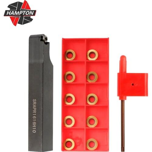 Lathe Turning Tool Set SRAPR1616H10 Turning Tool Boring Bar Holder Face Milling External Lathe Blade Holder+10Pcs Inserts