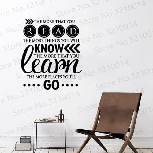 Dr Suess Wall Decals, Reading Room Wall Quotes, Nursery Wall Decals, School Classroom Decoration Murals PW710