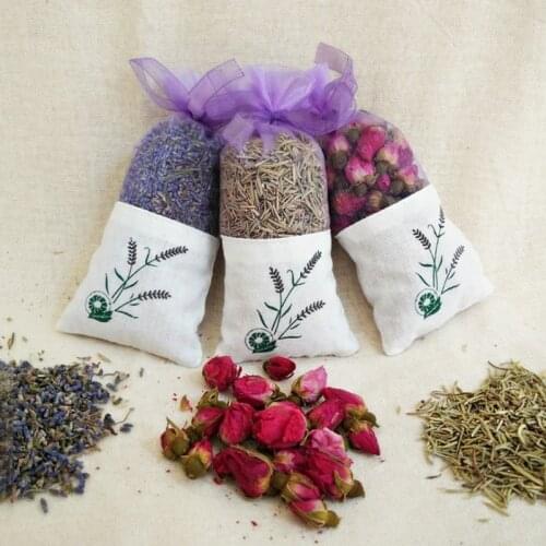 Natural Rose Flowers Jasmine Lavender Bud Dried Flower Sachet Bag Aromatherapy Wardrobe Desiccant Sachet Car Room Air Refreshing