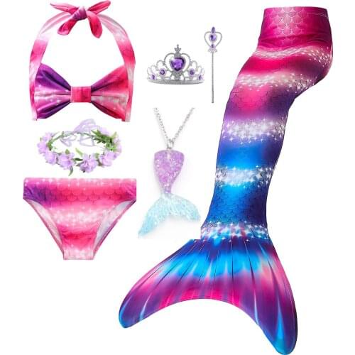 NEW AngelGirl Mermaid Tail Summer Swimming Cosplay Costume For Holiday Beach Clothes Mermaid Swimsuit for Kids Princess Dresses