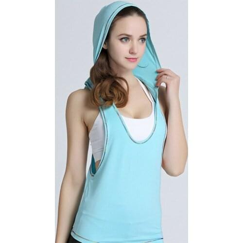 New Sport Top Fitness Women Yoga Top With Hat Gym Top Women Hooded Jogging Running Sport Top Fitness Women Workout T Shirt