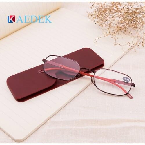 KAEDEK Unisex Reading Glasses Newest Mini Portable Presbyopic Glasses Metal Case Spring Hinge Eyeglasses Vision Care+1+1.5+2+2.5