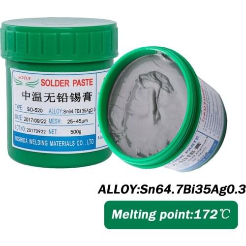 1 Bottle SD-520 Medium Temperature Lead-Free SMT Solder Paste For LED Class Control Panel Set-Top Box Welding Sn64.7Bi35Ag0.3