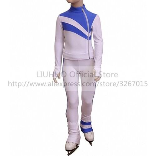 LIUHUO Ice Figure Skating Dress Suits Jacket Pants Trousers WhiteGirl Women Tights Training Wear Stretch FabricsPink Dance Top