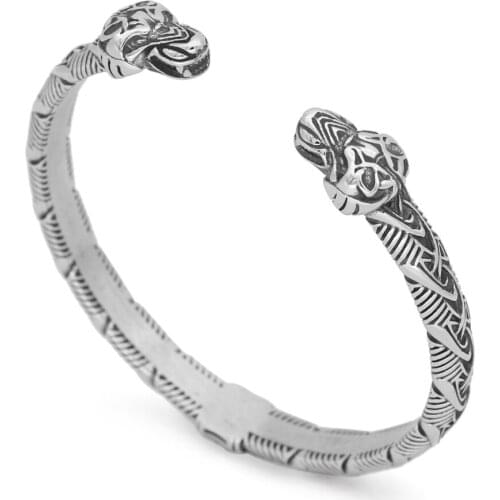 Viking Men odin wolf Geri and Freki amulet bracelet -Stainless Steel With Valknut Gift Bag