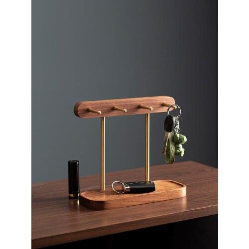 Walnut Hanging Key Desktop Shelf Door Entrance Solid Wood Jewelry Holder Storage Box Creative Decoration