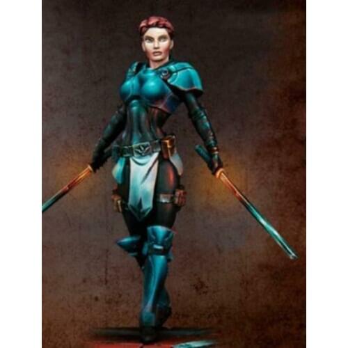 Unassambled 1/24 75MM ancient woman warrior stand 75mm Resin figure miniature model kits Unpainted