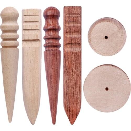 RORGETO Leather Edge Burnisher Burnishing Rod for Leather Craft Edges Slicker Round Wood Leather Craft Working Tool Multi-Size