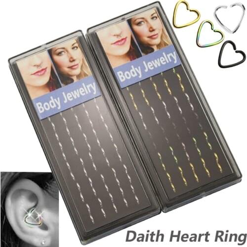 40pcs/box Mixed Colors Ear Cartilage Tragus Earring Piercing Daith Heart Labret Rings Lip Hoop Nose Jewelry