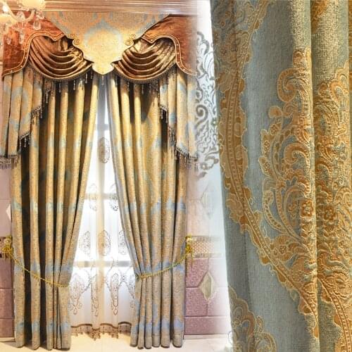 Curtains for Living Room Modern Valance Bedroom European Luxury Landing Window Screen Premium Thickening Chenille Embroidery
