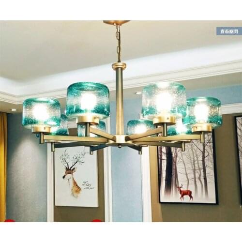 Nordic post-modern minimalist blue home living room chandelier personality atmosphere simple European bedroom light luxury lamps