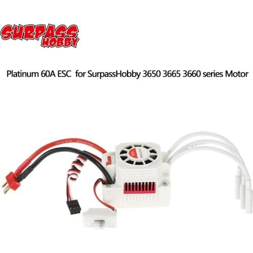 SURPASS HOBBY Platinum Waterproof Brushless 60A ESC for 1/10 1/12 RC Monster Off-road Short Course Car 3660 3665 Brushless Motor