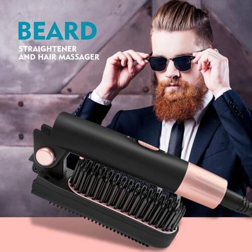 Unisex hair straightener brush Folding mens beard styling comb